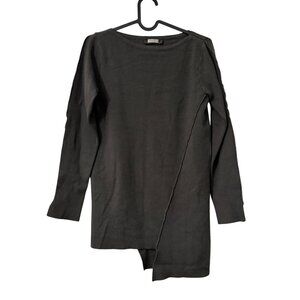 Annette Gortz Gray Virgin Wool Asymmetric Hem Seamed Sweater Womens Small